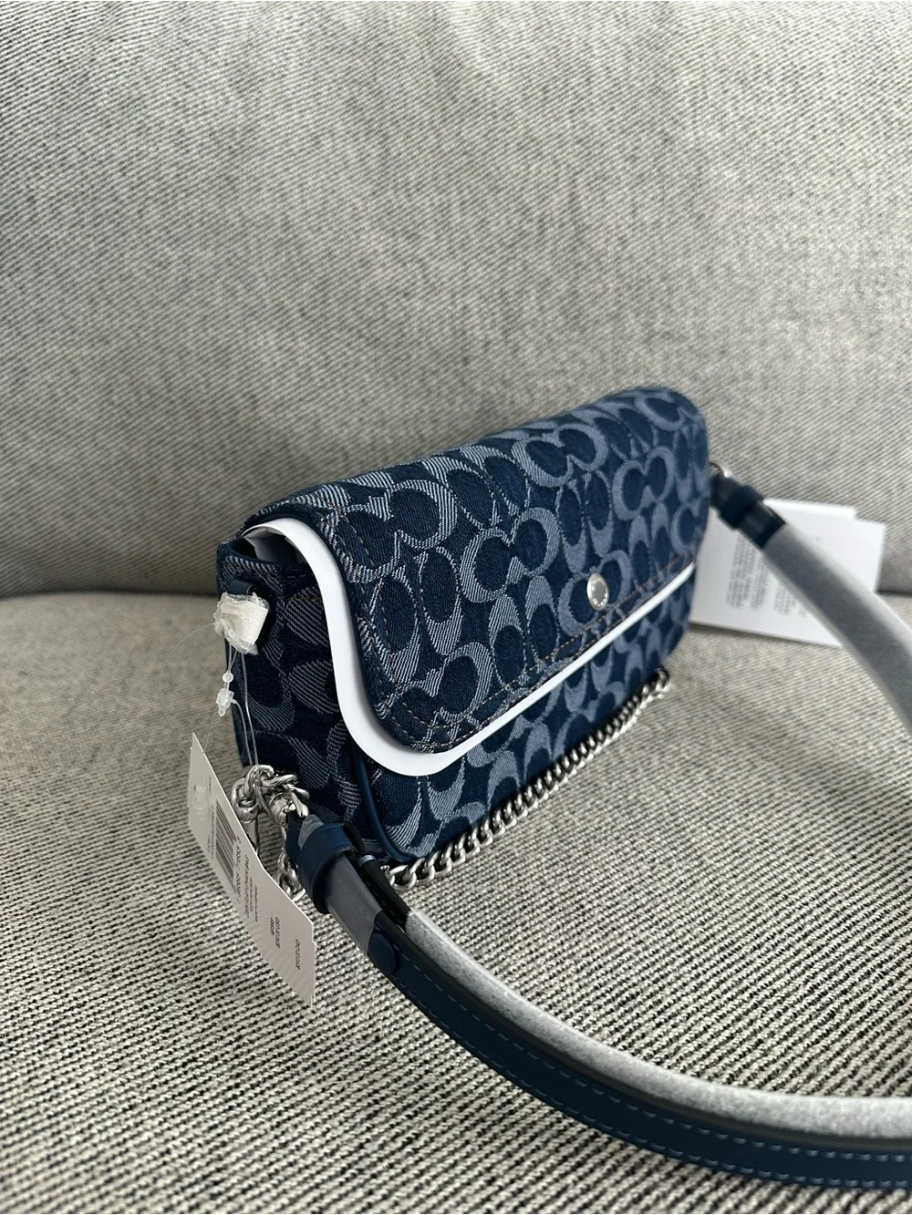 NWT Coach Brook Flap Chain Bag In Signature Denim CAT60
